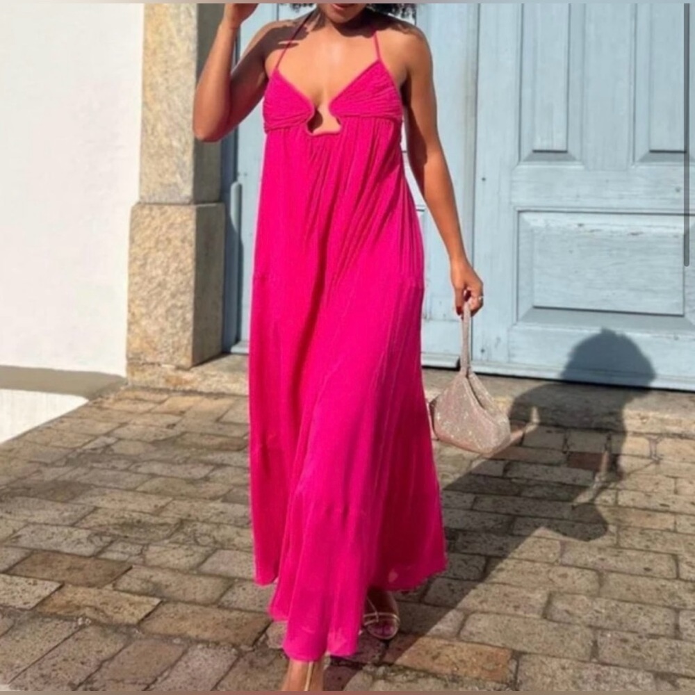 Zara Vibrant Pink Maxi Dress - Picture 2 of 12